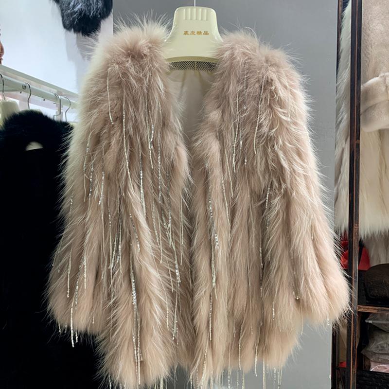 Women's Fur & Faux 2021 Women Natural Raccoon Knitted Sequins Outerwear Real Coat Long Winter Jacket Thick Streetwear, Beige
Women's Fur & Faux 2021 Women Natural Raccoon Knitted Sequins Outerwear Real Coat Long Winter Jacket Thick Streetwear, Beige