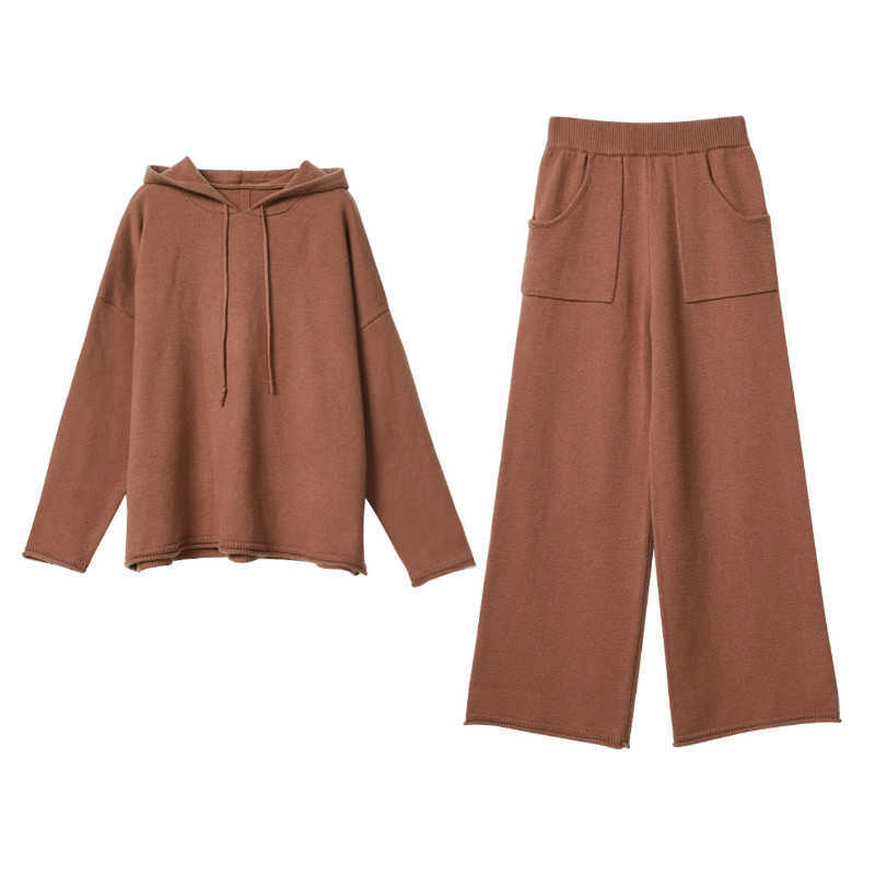 autumn and winter casual loose sports knitted sweater pullover high quality Casual wide-leg trousers two-piece 210527
autumn and winter casual loose sports knitted sweater pullover high quality Casual wide-leg trousers two-piece 210527
