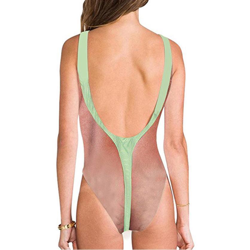 Printed Funny Borat One Piece Swimsuit Women Sexy Chest Hair Bathing Suit Summer Swimwear Joke Bather Noveltybeachwear
