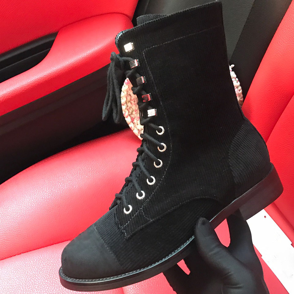 Women's 2021 designer luxury boots autumn and winter black suede lace-up rider boot