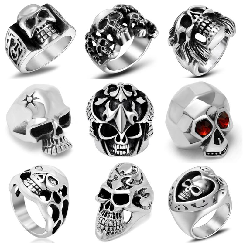 Cluster Rings Punk Rock Men Stainless Steel Skull Ring Gothic High Quality Handmade Polish Skeleton Vintage Jewelry Gift For Boyfriend
Cluster Rings Punk Rock Men Stainless Steel Skull Ring Gothic High Quality Handmade Polish Skeleton Vintage Jewelry Gift For Boyfriend