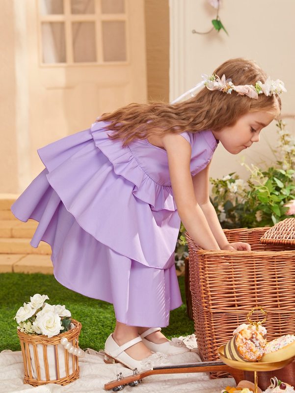 Toddler Girls 1pc Layered Ruffle Hem Dress SHE