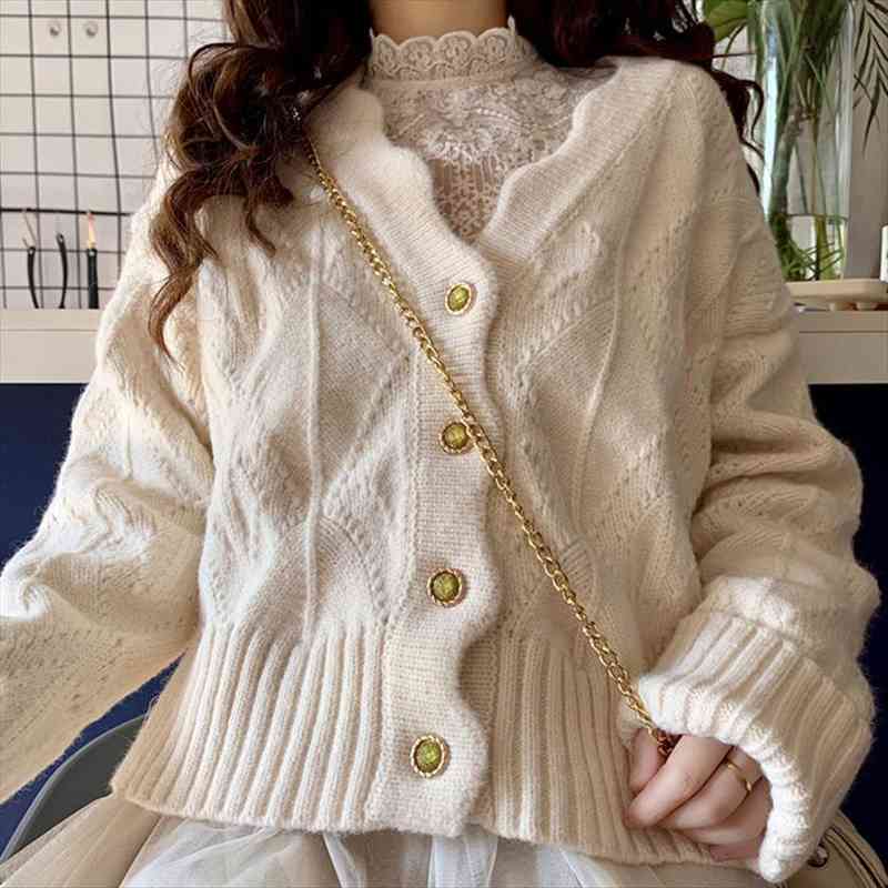 short women autumn sweater female outwear cardigans long sleeve with single-breasted sweater knitted solid colors cardigan, White;black
short women autumn sweater female outwear cardigans long sleeve with single-breasted sweater knitted solid colors cardigan, White;black