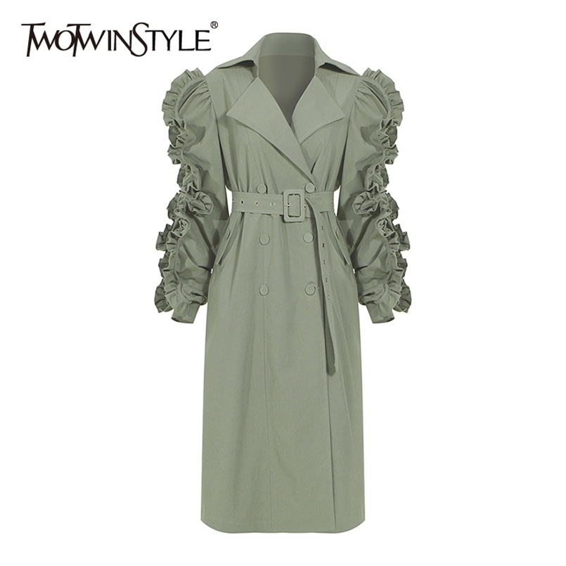 Patchwork Ruffle Ruched Casual Windbreaker For Women Lapel Long Sleeve High Waist Sashes Black Trench Female 210524, Green
Patchwork Ruffle Ruched Casual Windbreaker For Women Lapel Long Sleeve High Waist Sashes Black Trench Female 210524, Green
