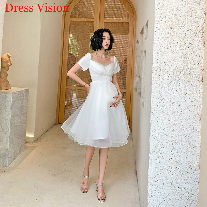 Simple Short Wedding Dress Vestido De Noiva suknia lubna Robe De Mariage 2021, White
Simple Short Wedding Dress Vestido De Noiva suknia lubna Robe De Mariage 2021, White