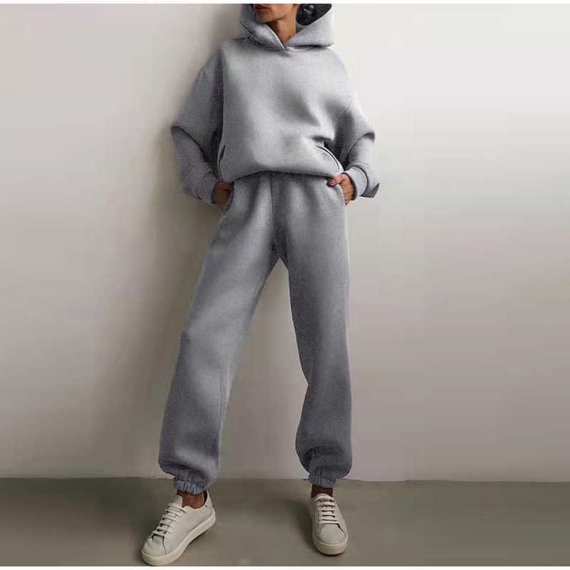 Autumn Women's Tracksuit Streetwear Casual Sweatshirts 2 Piece Set Female Solid Oversized Sports Hoodie Suit Women Pants Sets 210930