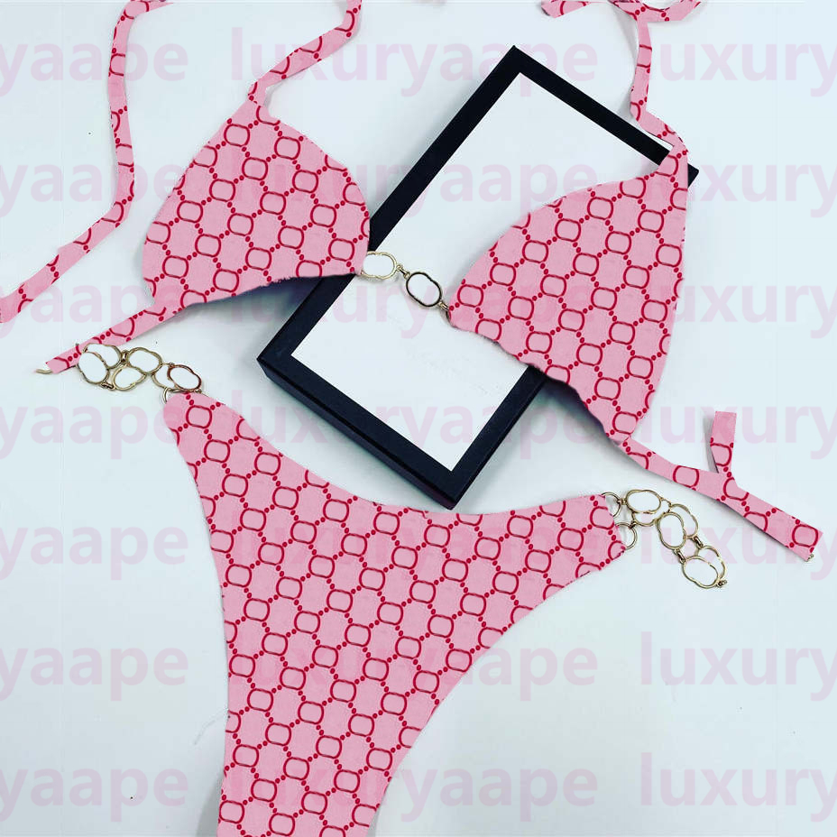 Trendy Chain Bikinis Vintage Interlock Letters Bathing Suits Womens Sexy Split Padded High Waist Swimsuits 4 Colors, Pink with label
Trendy Chain Bikinis Vintage Interlock Letters Bathing Suits Womens Sexy Split Padded High Waist Swimsuits 4 Colors, Pink with label