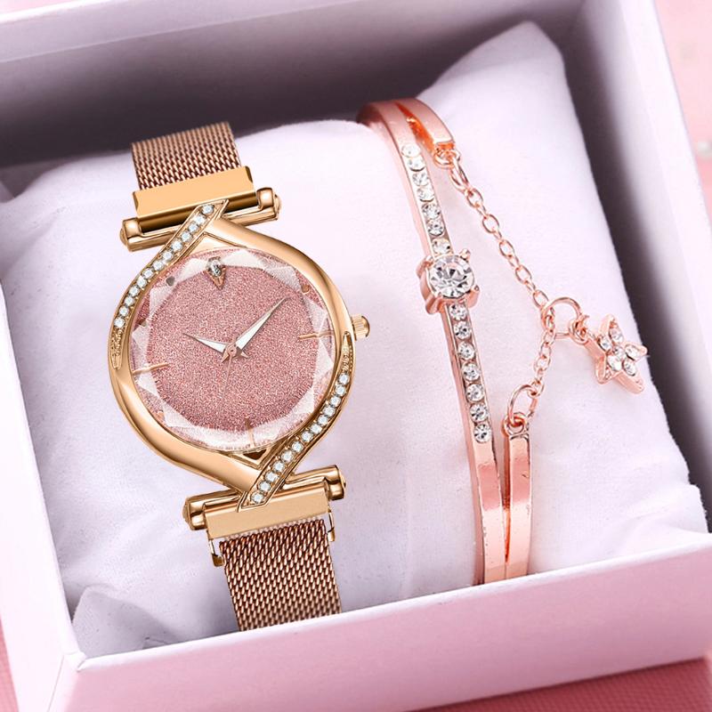 Wristwatches Women Magnetic Mesh Belt Starry Sky Bracelet Watch Set Luxury Ladies Stainless Steel Quartz Wrist Watches Montre Femme, Silver
Wristwatches Women Magnetic Mesh Belt Starry Sky Bracelet Watch Set Luxury Ladies Stainless Steel Quartz Wrist Watches Montre Femme, Silver