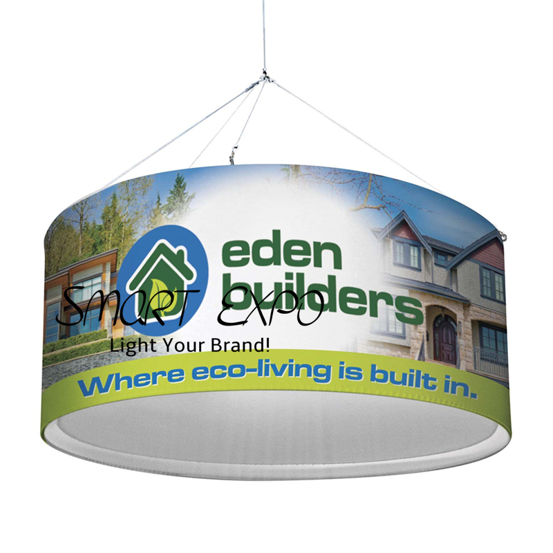 Circle Hanging Banner Sign Advertising Display for Exhibition Show With Strong Aluminum Frame Tension Fabric Print Graphic Portable Bag Dia10ft *H2ft