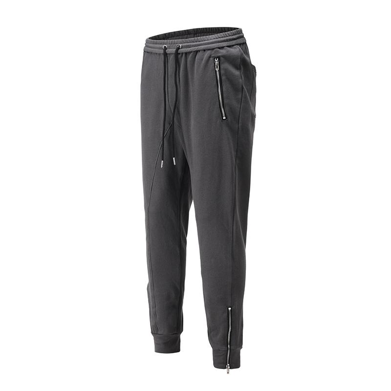 Ankle Zipper Jogger Sweatpants Mens Pockets Solid Baggy Casual Track Pants Streetwear Drawstring Boom Feet Loose Trousers Men's