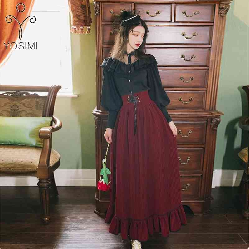 YOSIMI Two Piece Outfits Autumn Black Full Sleeve Shirt and Striped Skirt Top Set Long 2 Women 210604
YOSIMI Two Piece Outfits Autumn Black Full Sleeve Shirt and Striped Skirt Top Set Long 2 Women 210604