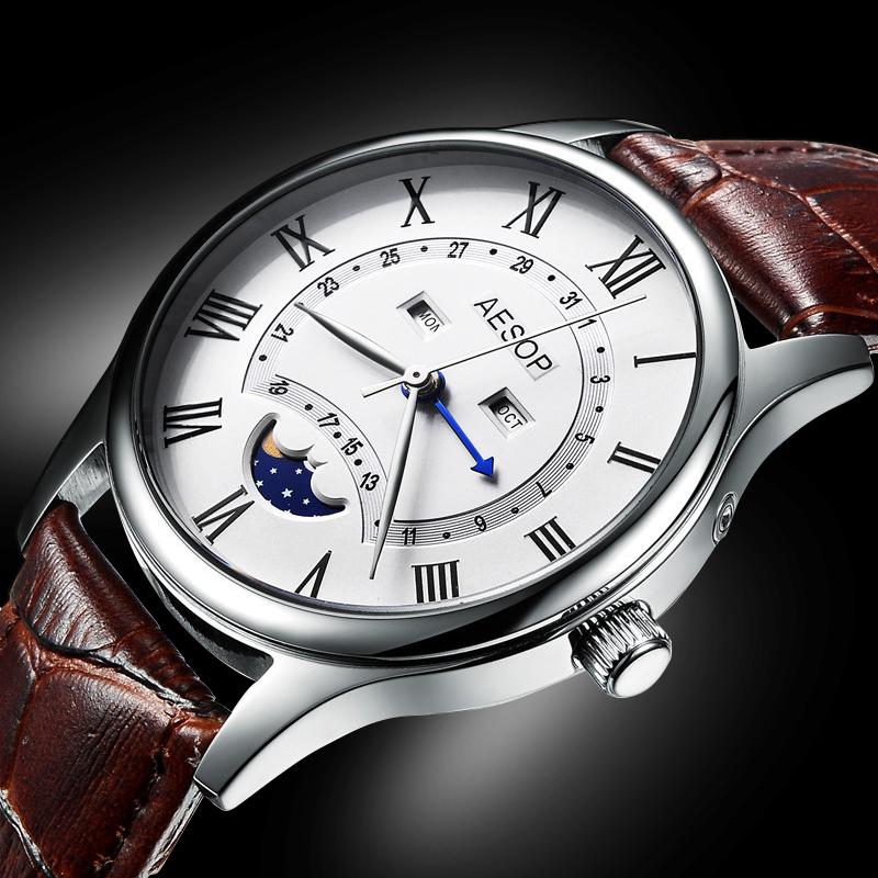 Wristwatches Aesop 2021 Moon Phase Automatic Luxury Top Brand Sapphire Crystal Watches Mechanical Watch Men Wrist Relogio Masculino
Wristwatches Aesop 2021 Moon Phase Automatic Luxury Top Brand Sapphire Crystal Watches Mechanical Watch Men Wrist Relogio Masculino