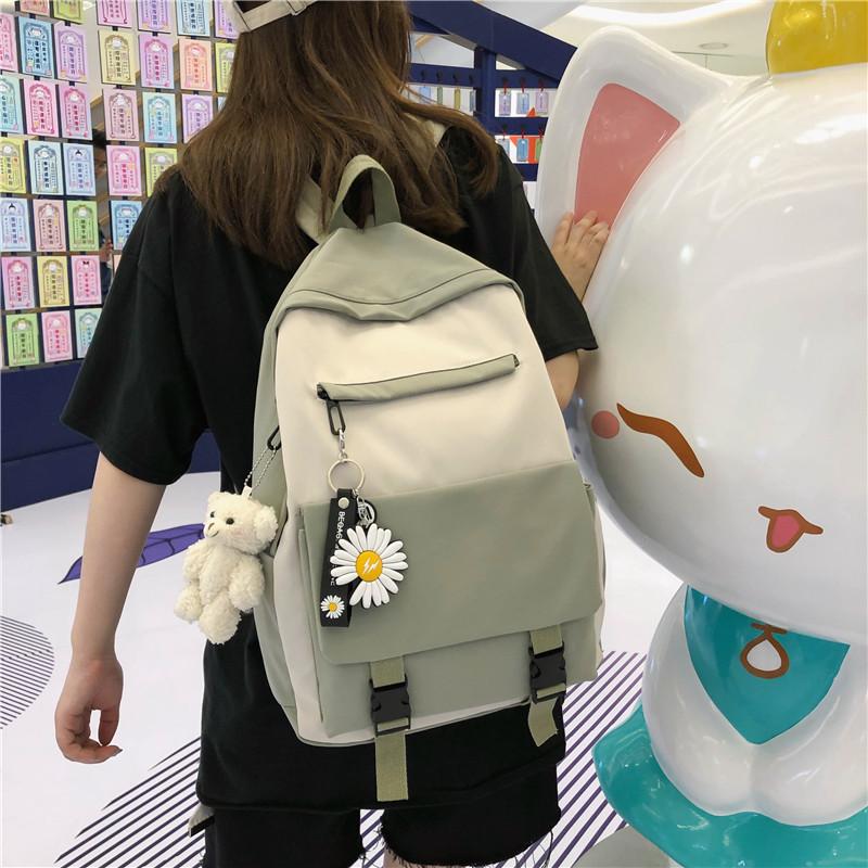 Backpack Korean Version Of The Contrast Color Nylon Fashion Small Daisy Pendant School Bag Elegant Travel Waterproof, Black
Backpack Korean Version Of The Contrast Color Nylon Fashion Small Daisy Pendant School Bag Elegant Travel Waterproof, Black