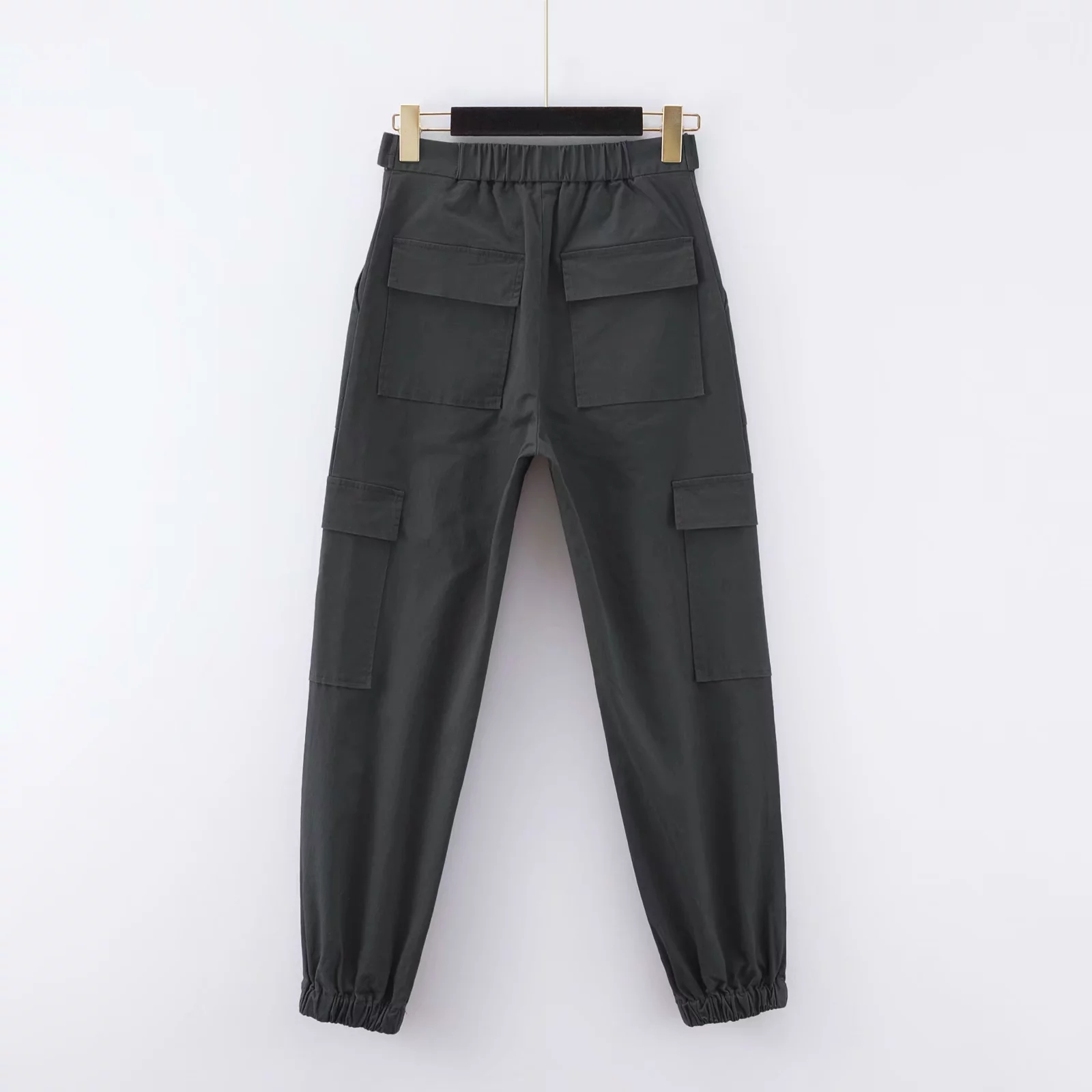 Vintage black khaki cargo pants women pockets loose baggy harem high waist joggers streetwear trousers ladies 210521