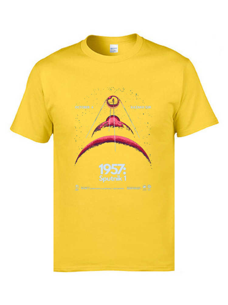 Soviet Sputnik Artificial Satellite Space T Shirts Father Tee est 100% Cotton Fabric Men Top T-shirts Customized 210629