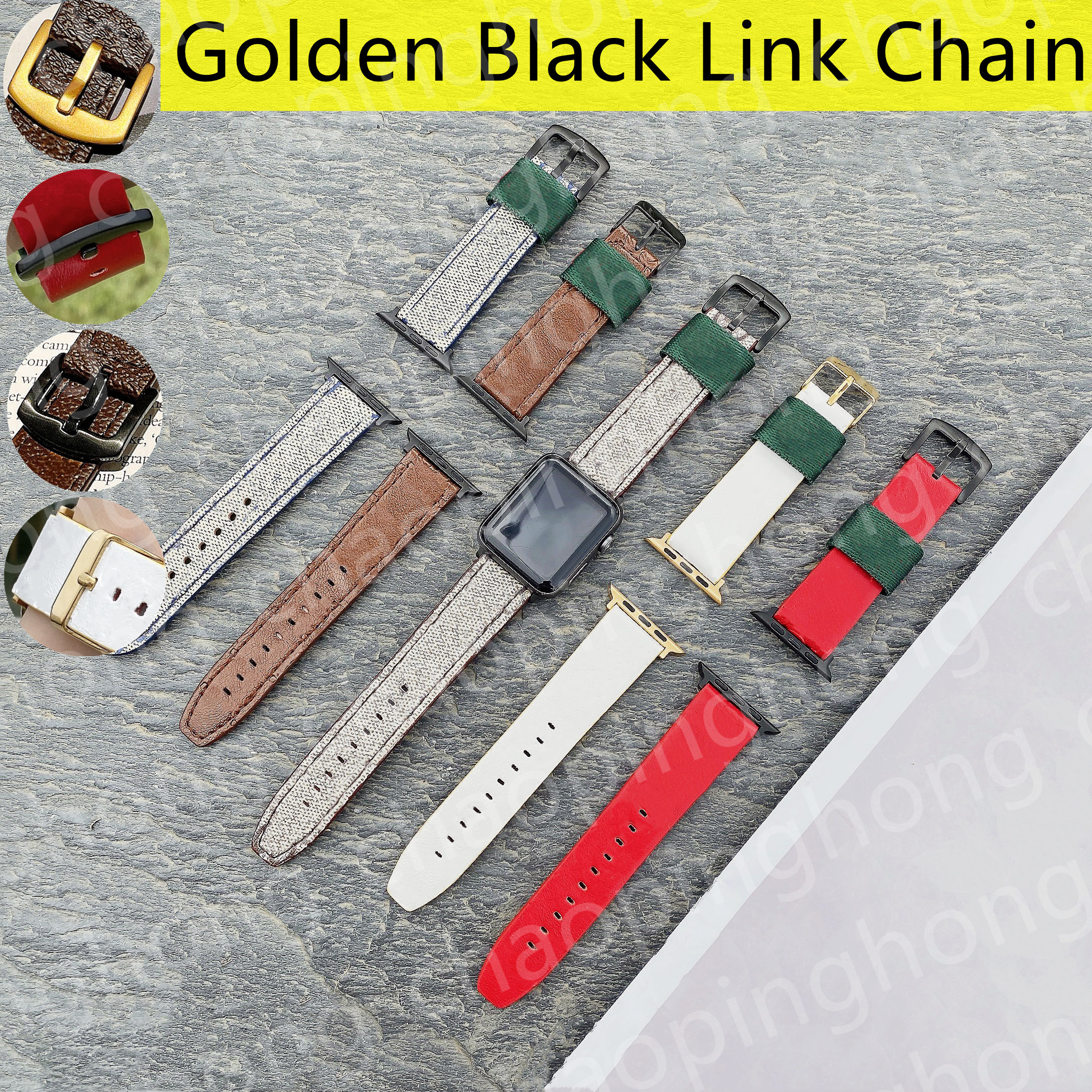 Watch Band Strap For Apple iWatch Strap 7 3 4 5 6 SE Series 44mm 45mm 41mm 40mm 42mm 38mm Wristband Luxury Embossing Gold Black Link Chain Bracelet Leather Smart Straps
Watch Band Strap For Apple iWatch Strap 7 3 4 5 6 SE Series 44mm 45mm 41mm 40mm 42mm 38mm Wristband Luxury Embossing Gold Black Link Chain Bracelet Leather Smart Straps