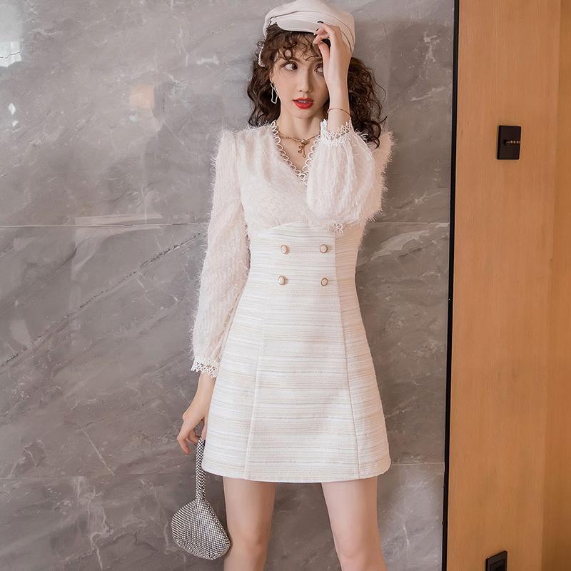 Casual Dresses Women' Spring Autumn Dress Temperament Ladies Small Fragrant Tweed Patchwork Wool Tassels Lace Full V-neck Mini ML623, Beige
Casual Dresses Women' Spring Autumn Dress Temperament Ladies Small Fragrant Tweed Patchwork Wool Tassels Lace Full V-neck Mini ML623, Beige