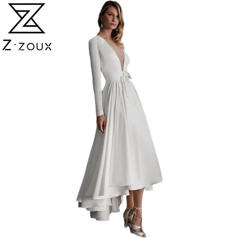 Women Dress Deep V Neck Long Sleeve Maxi Temperament Party es High Waist Large Hem Plus Size Summer es 210513