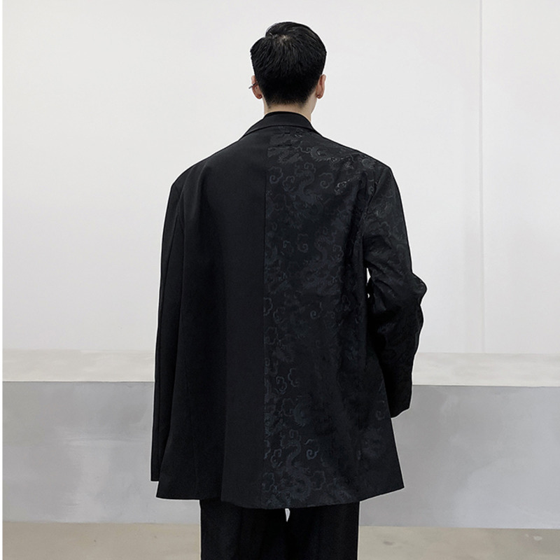 IEFB men's wear black chinese Dragon printted suit fashion spring male's personalized coat vintage blazers 9Y3295 210524