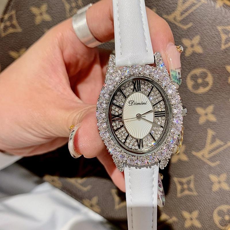 Wristwatches Women Oval Watches Lady Silver Quartz Watch Real Leather Rhinestone Diamond Girls Female Clock Relogio Feminino, Red
Wristwatches Women Oval Watches Lady Silver Quartz Watch Real Leather Rhinestone Diamond Girls Female Clock Relogio Feminino, Red