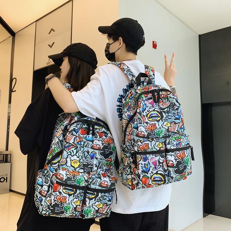 Backpack Graffiti Print For Men And Women Large-capacity School Bag Teenagers Personality Backpacks Laptop Sports Travel