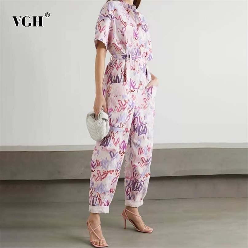 Tuta Da Stampa Lettera Per Donne O Manica Corta A Manica Alta Salto A Tutta Lunghezza Dritti Femminile Summer Fashion 210531-image