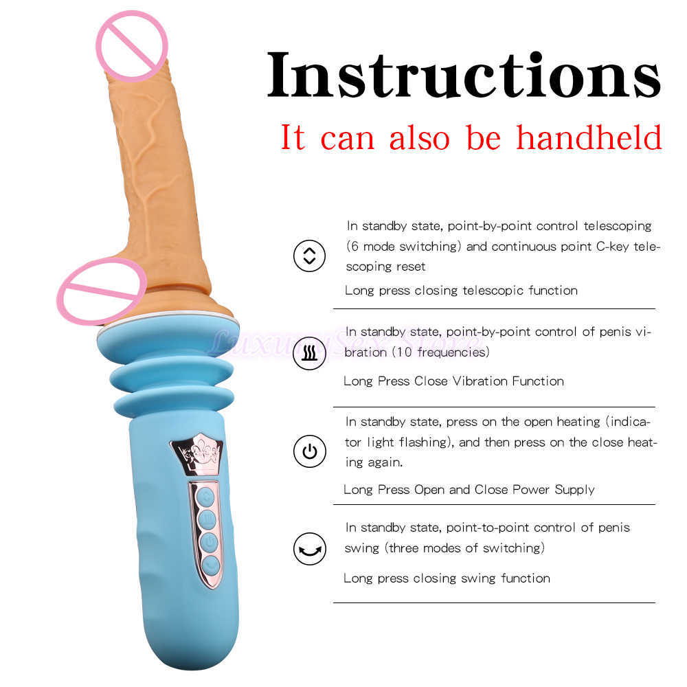 Mini Automatic Sex Machine Telescopic Dildo Rotation Dildo Vibrator Sex Toys for Women Realistic Dildo Thrusting Gun Vibrator Y201118