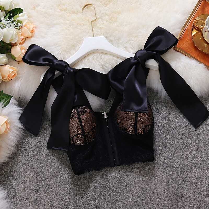 DEAT Women Sleeveless Slim Fit With Lace Bow Knot Camis Arrivals Sexy Temperament Fashion Spring Summer 11D1253 210709