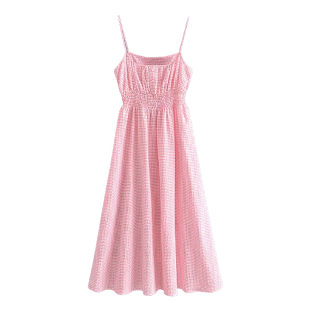BBWM Women Cotton Plaid Spaghetti Strap Dress Summer Sleeveless Checked Elastic Waist Camisole Dress Vestidos Mujer 210520, Pink
BBWM Women Cotton Plaid Spaghetti Strap Dress Summer Sleeveless Checked Elastic Waist Camisole Dress Vestidos Mujer 210520, Pink