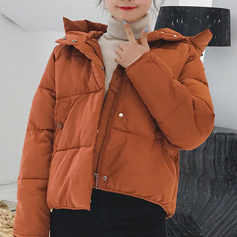 Women Fashion Korean Loose Short Coat Solid Warm Thick Jackets Casual Padded Cotton Parkas Plus Size Outwear 210428