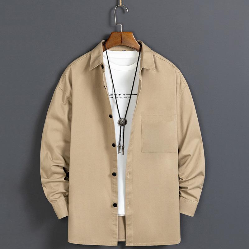 100% Cotton Jeans Shirt For Men's Long-Sleeved Loose Casual Solid Denim Shirts Male Classical Single Chest Pockets Clothing