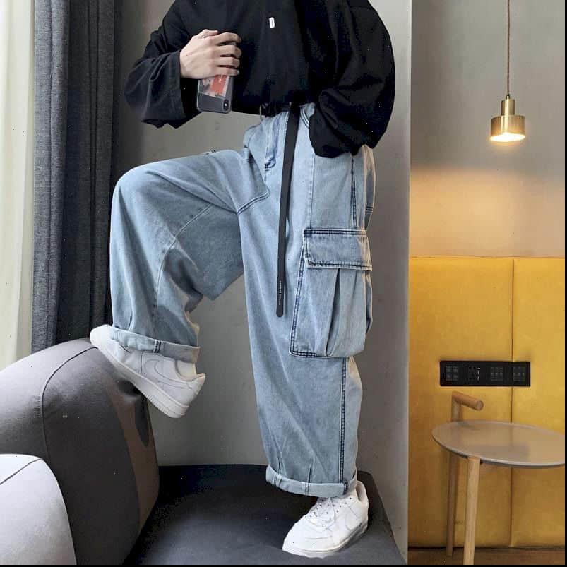Womens Jean Straight wide leg overalls for men and women autumn winter denim trousers female loose student port style big, Blue
Womens Jean Straight wide leg overalls for men and women autumn winter denim trousers female loose student port style big, Blue