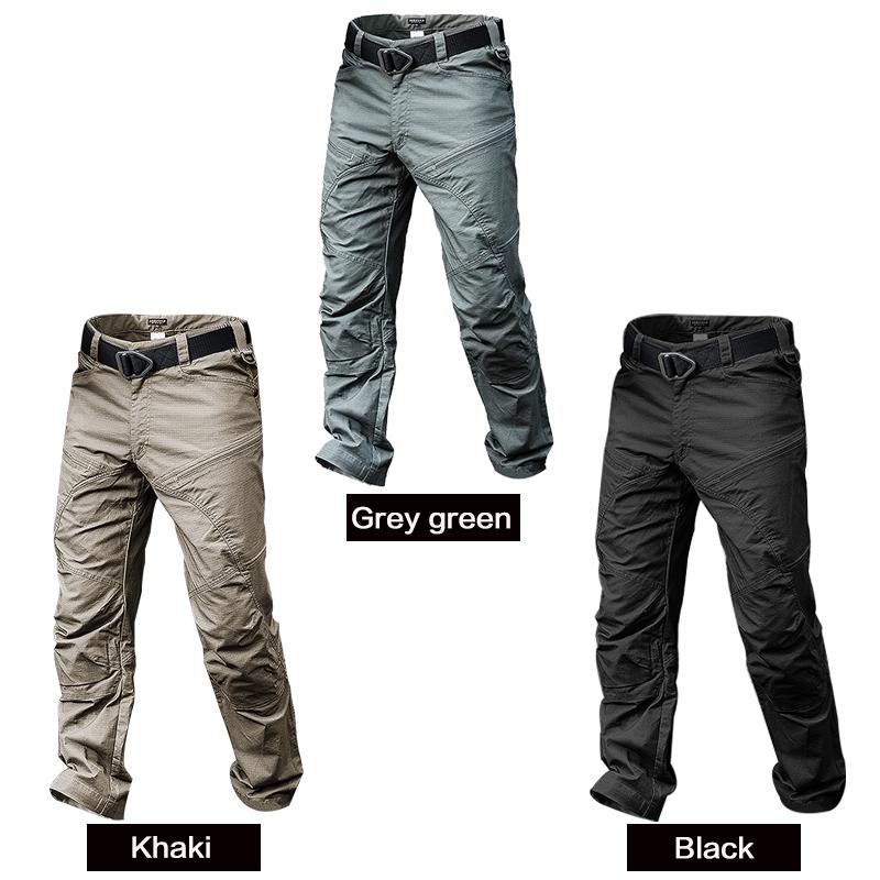 Summer Waterproof Tactical Jogger Pants For Men, Casual Cotton Cargo Trousers In Army Black B4