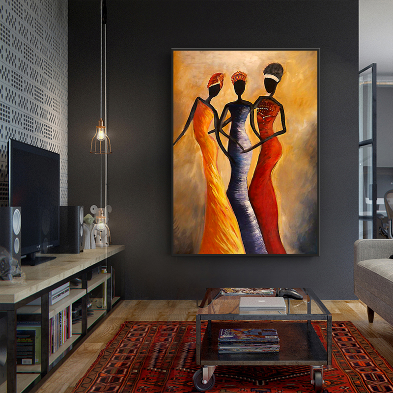 Canvas Print African Woman Portrait Oil Painting Scandinavian Posters and Prints Canvas Wall Art Pictures for Living Room Decor