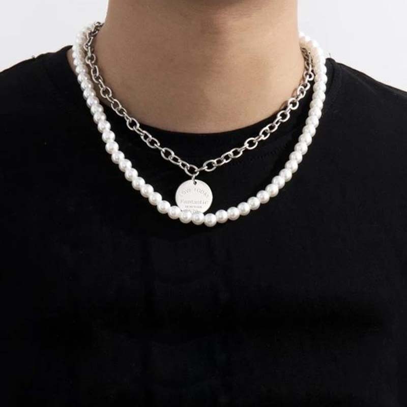 Hip-hop Trend Imitation Pearl Letter Round Necklace Simple Street Punk Style Double-layer Clavicle Chain
Hip-hop Trend Imitation Pearl Letter Round Necklace Simple Street Punk Style Double-layer Clavicle Chain