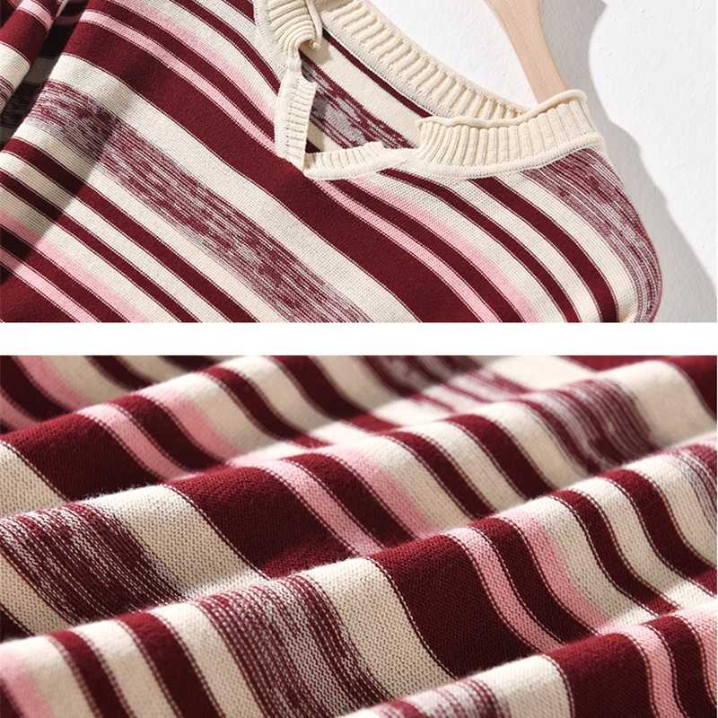 Pull femme Loose stripe Sweater pullovers Autumn Winter Korean Pullover casual knitted ladies sweater womens jumper 211123wtt