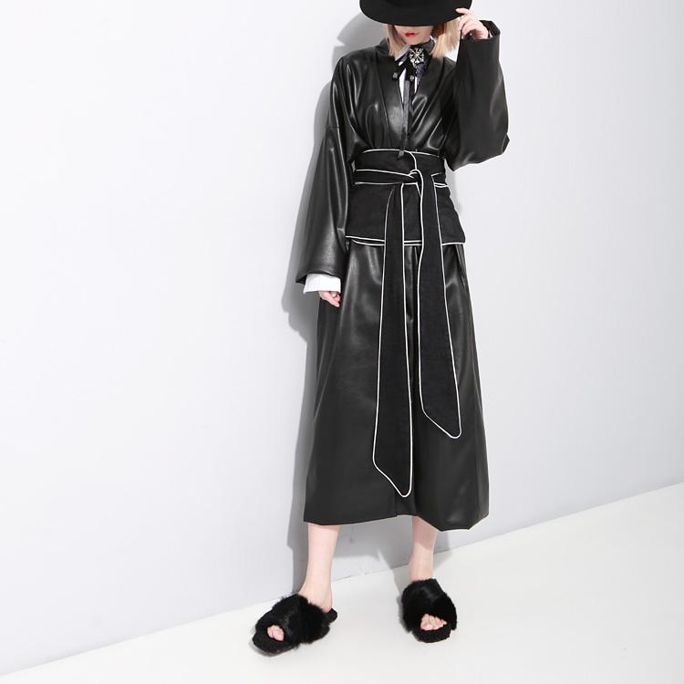 Women's Leather & Faux Made European And American Style Soft Belt Girdle Waist Loose Cover Coat For Women., Black
Women's Leather & Faux Made European And American Style Soft Belt Girdle Waist Loose Cover Coat For Women., Black