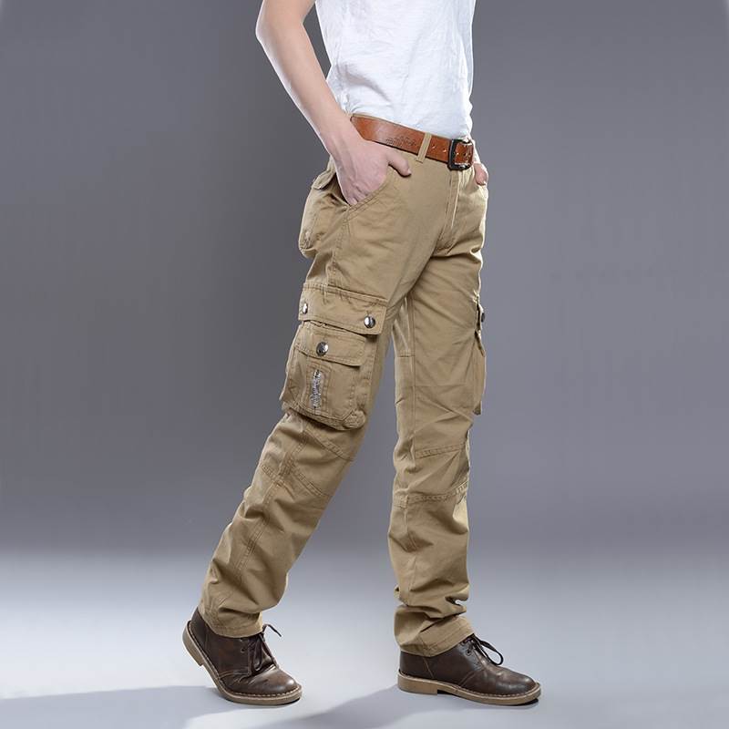 Summer Cargo Pants Men Military Style Straight Fit Baggy Cargo Long Trousers Male Side Many Pocket Jogger Black Army Green Khaki 210518