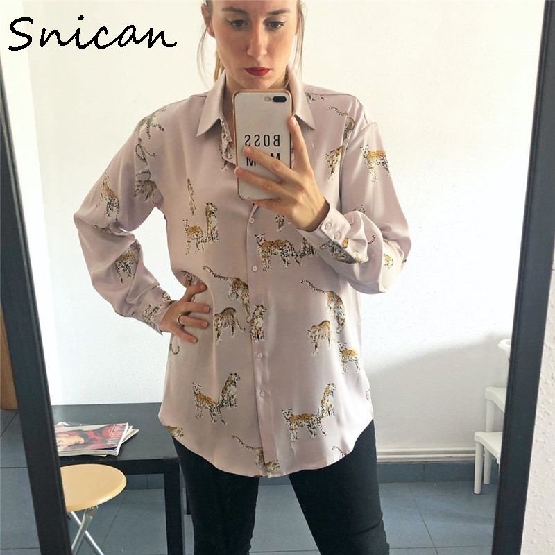 tiger print elegant office ladies blouse female tops fashion autumn spring shirts za women chemise femme manche longue zora 210326