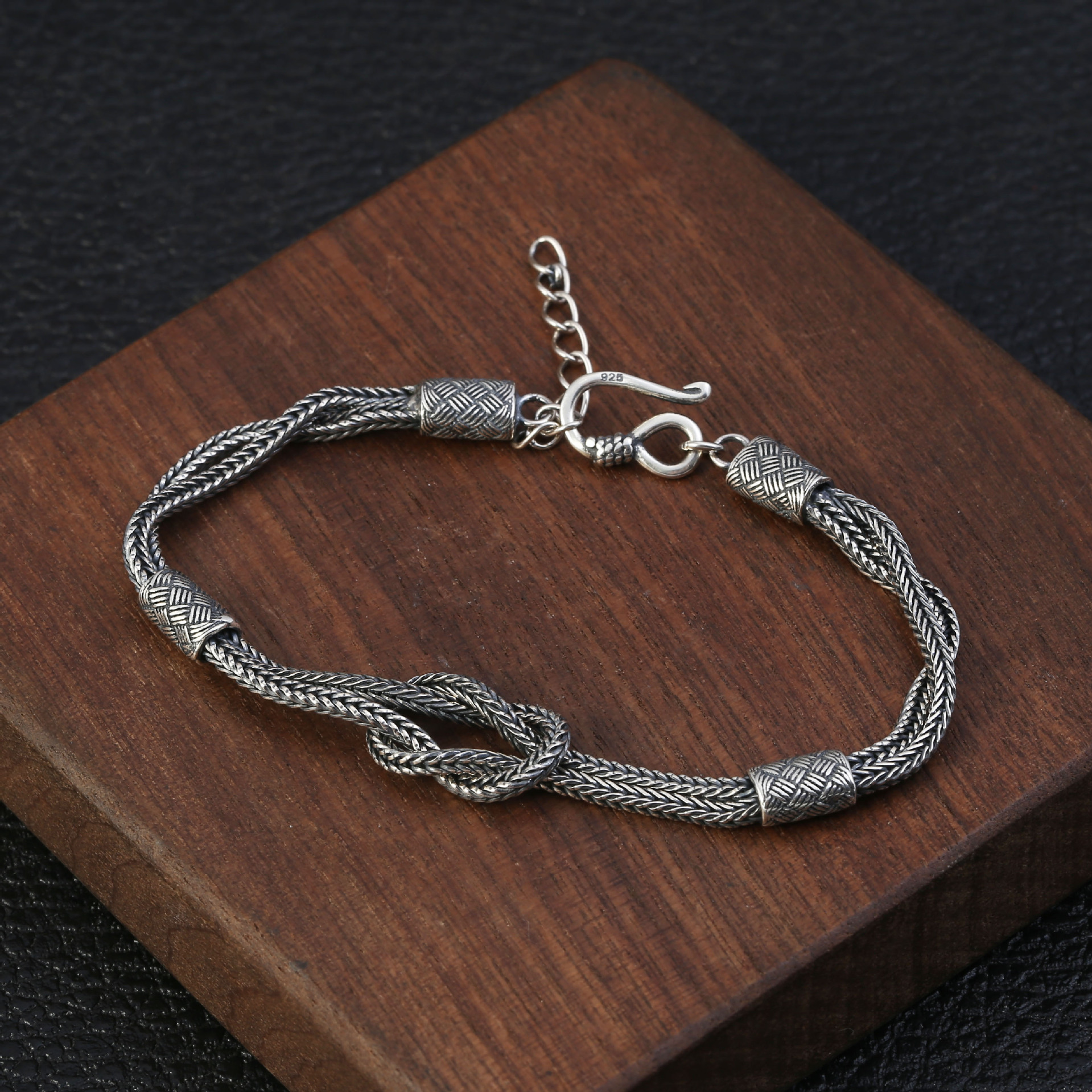 925 Sterling silver foxtail chain bracelets American European antique handmade punk gothic designer luxury jewelry accessories gifts