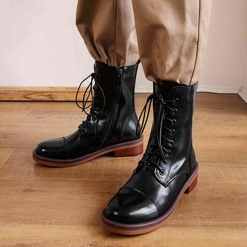 boots genuine leather platform women's casual shoes wholesale cross-tied thick meadows of heel zipper shredded footwear round toe femal, Black
boots genuine leather platform women's casual shoes wholesale cross-tied thick meadows of heel zipper shredded footwear round toe femal, Black