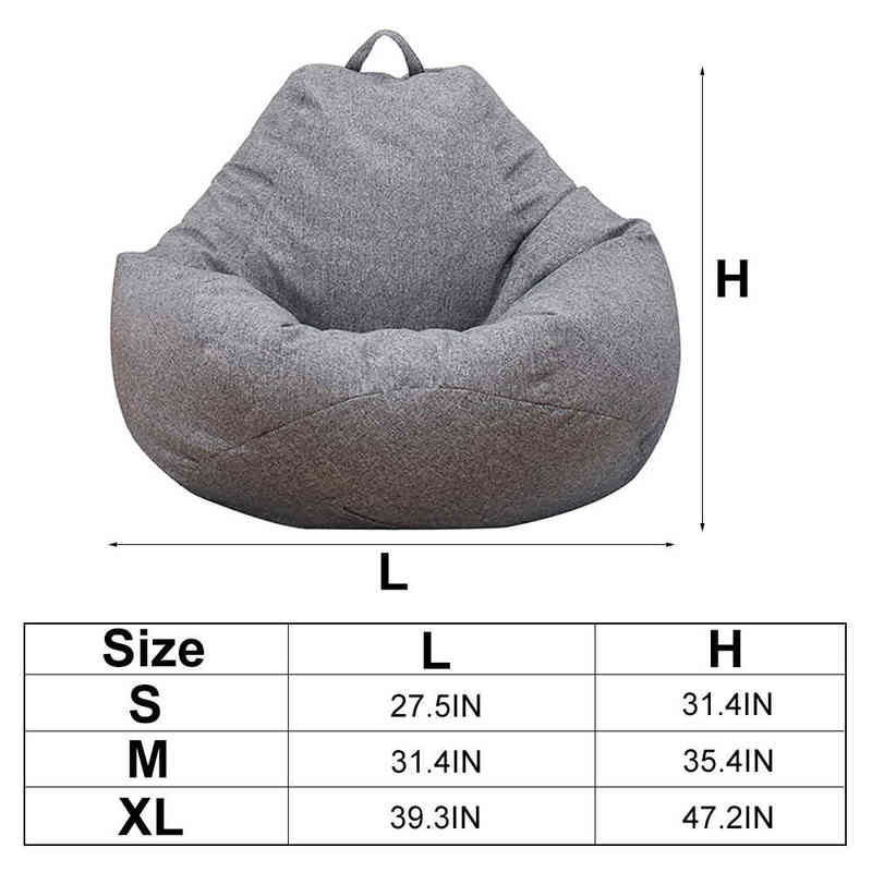 Lazy Sofa Cover Solid Chair Covers Without Filler Linen Cloth Lounger Seat Bean Bag Pouf Puff Couch Tatami Living Room Beanbags 220112