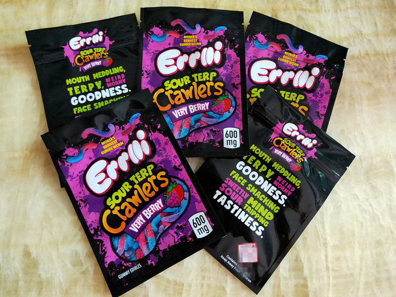 2021 Empty Errlli Sour terp Crawlers Bags 600mg Edibles gummies packaging mylar bag 500mg hashtag honey Candy Gummy Smell proof california Packing
2021 Empty Errlli Sour terp Crawlers Bags 600mg Edibles gummies packaging mylar bag 500mg hashtag honey Candy Gummy Smell proof california Packing