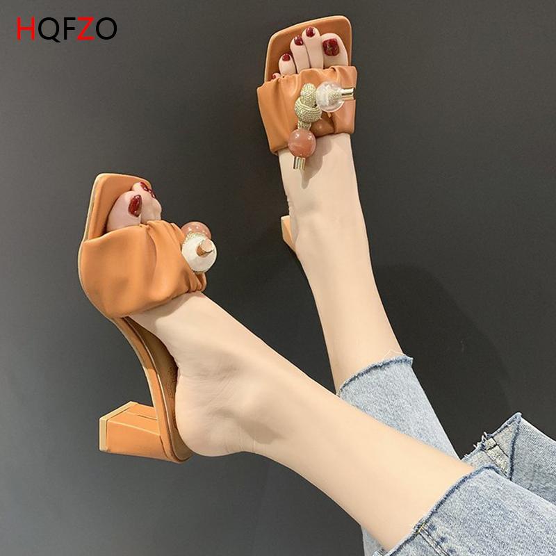 Beautiful Chunky Heels Women Slides PU Leather String Beads Summer Sandals Slippers, Black
Beautiful Chunky Heels Women Slides PU Leather String Beads Summer Sandals Slippers, Black