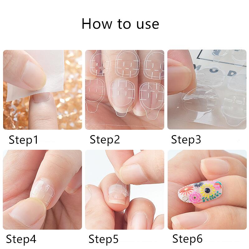 10 Sheets DIY Nail Glue Tips Transparent Double Sided Self Adhesive Stickers Jelly Waterproof False Art Extension Tool Drop Ship