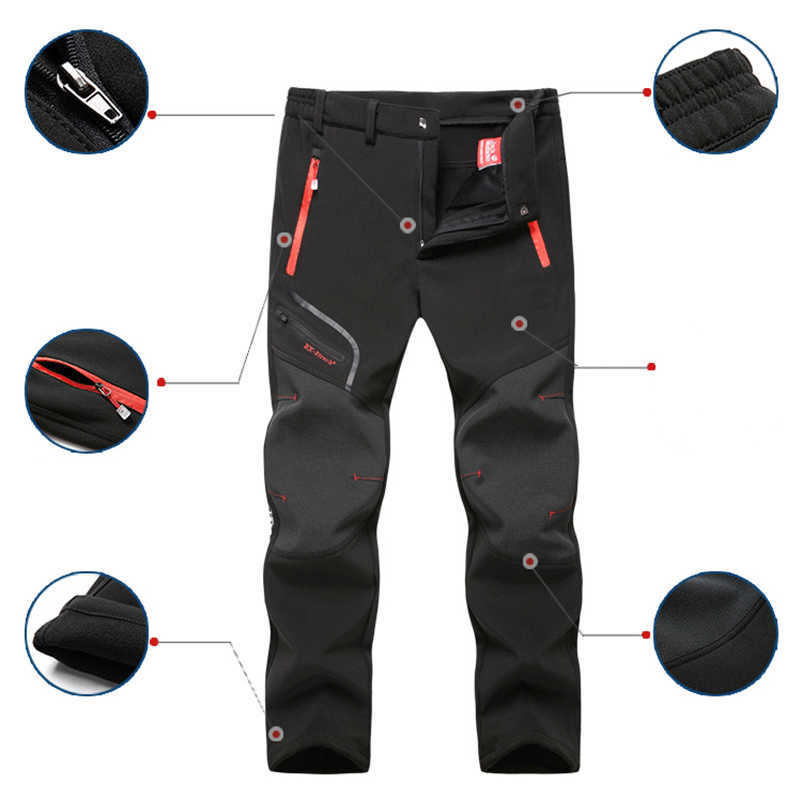 Autumn Winter Men Outdoor Pants Plus Size Fleece Warm Waterproof Windproof Breathable Trousers Sports Hiking Cargo Pants Men 6XL 210930