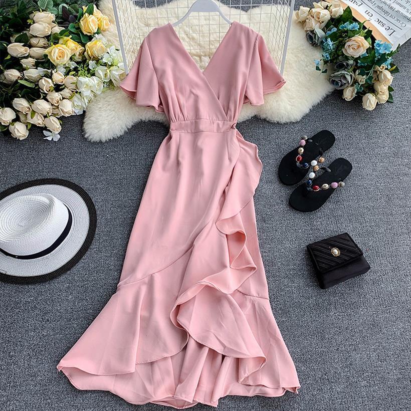 slim fashion asymmetrical ruffles womens dresses v neck summer midi long party women casual elegant irregular beach vestidos, Black;gray
slim fashion asymmetrical ruffles womens dresses v neck summer midi long party women casual elegant irregular beach vestidos, Black;gray