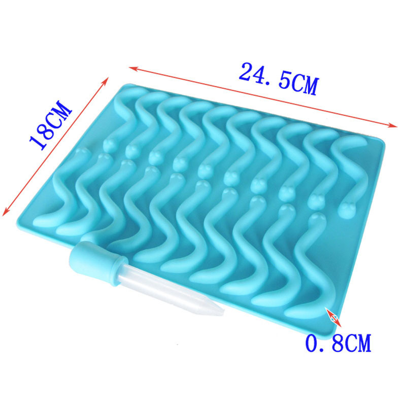 Gummy Mould Snakes Worms Shaped Hard Candy Molds Baking Accessories Silicone Kitchen Gadgets 1PCS Cake Decorating Tools