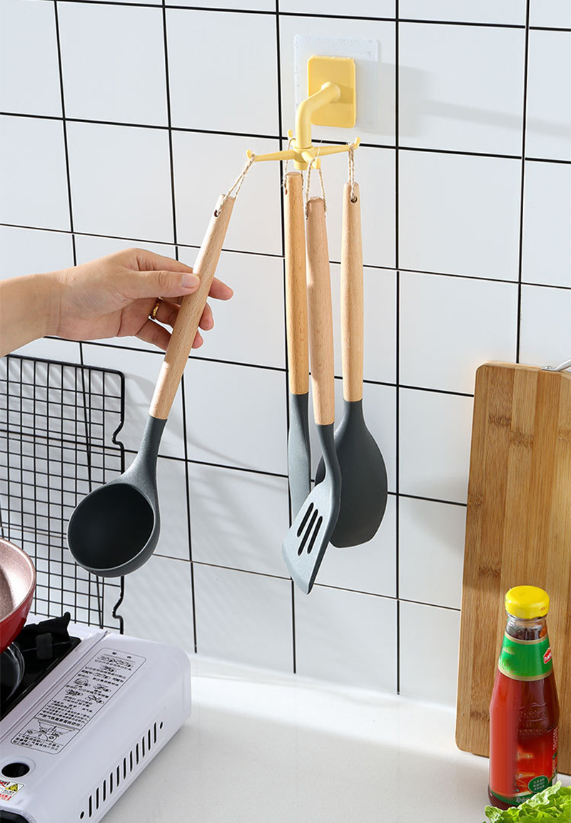 360 Degrees Rotating Hook Kitchen Accesorios Storage Bathroom Organizar Storage Rack Rotated Holder Wall Mounted Hanging Hooks