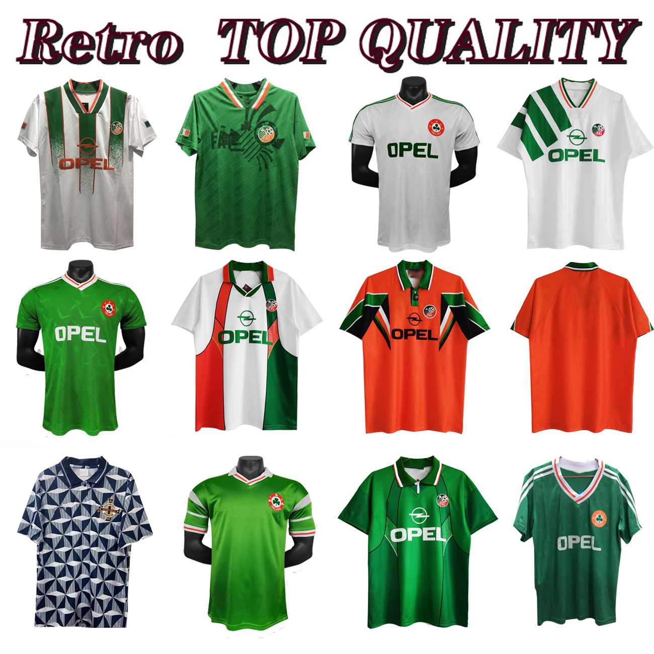Retro vintage Ireland soccer jersey 1988 1990 1992 1994 1995 1996 1997 1998 Republic of football shirt National 90 World cup Northern 1993, Black;yellow
Retro vintage Ireland soccer jersey 1988 1990 1992 1994 1995 1996 1997 1998 Republic of football shirt National 90 World cup Northern 1993, Black;yellow